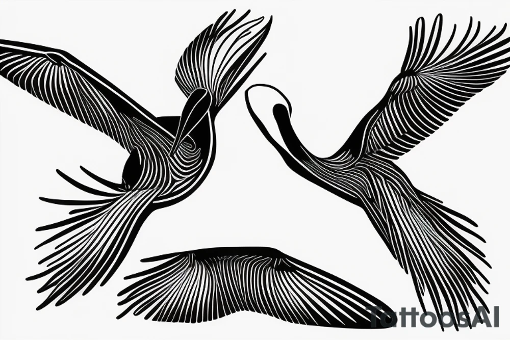 minimalist single line flying pelican tattoo idea