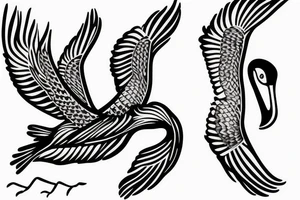 minimalist single line flying pelican tattoo idea