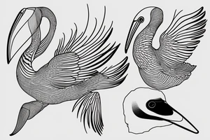 minimalist single line flying pelican tattoo idea