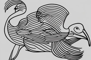 minimalist single line flying pelican tattoo idea