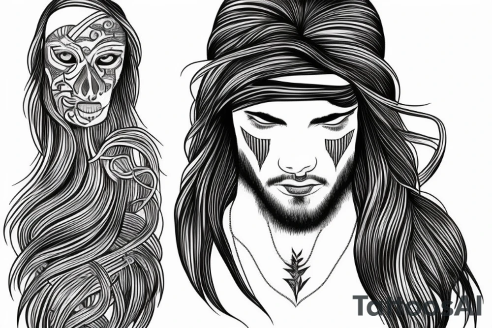 thoughtful young man with long hair tattoo idea
