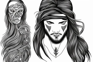 thoughtful young man with long hair tattoo idea