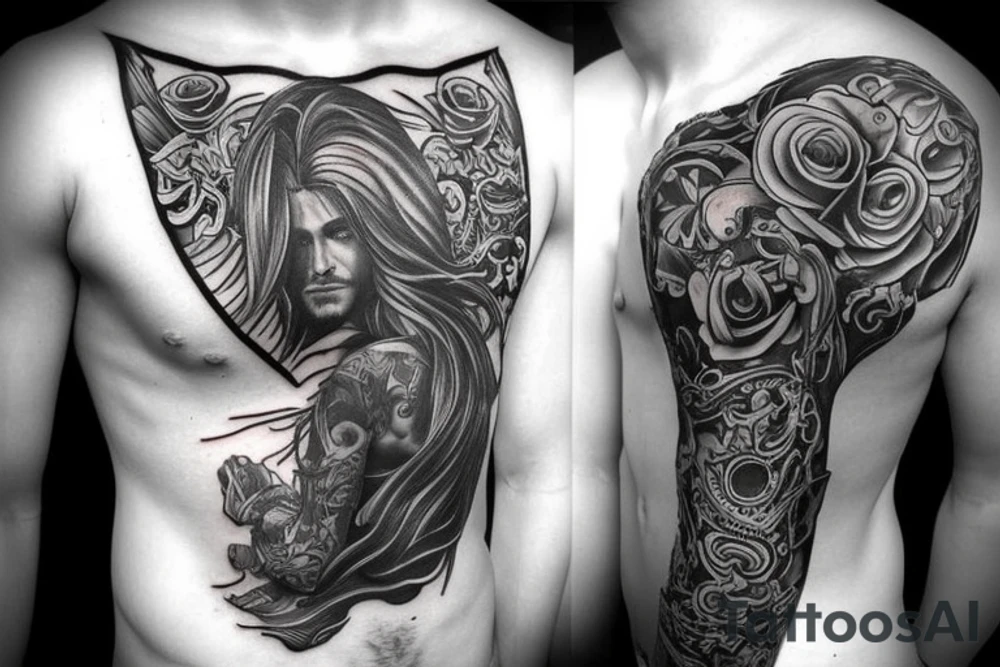 thoughtful young man with long hair tattoo idea