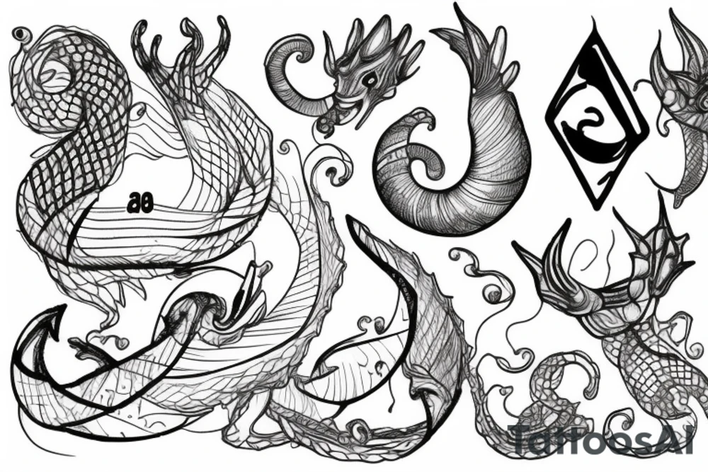 scales, triton, date tattoo idea