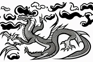 Dragon with clouds and lightning in background tattoo idea
