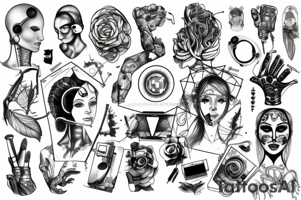 Relationship between human and technology/AI tattoo idea