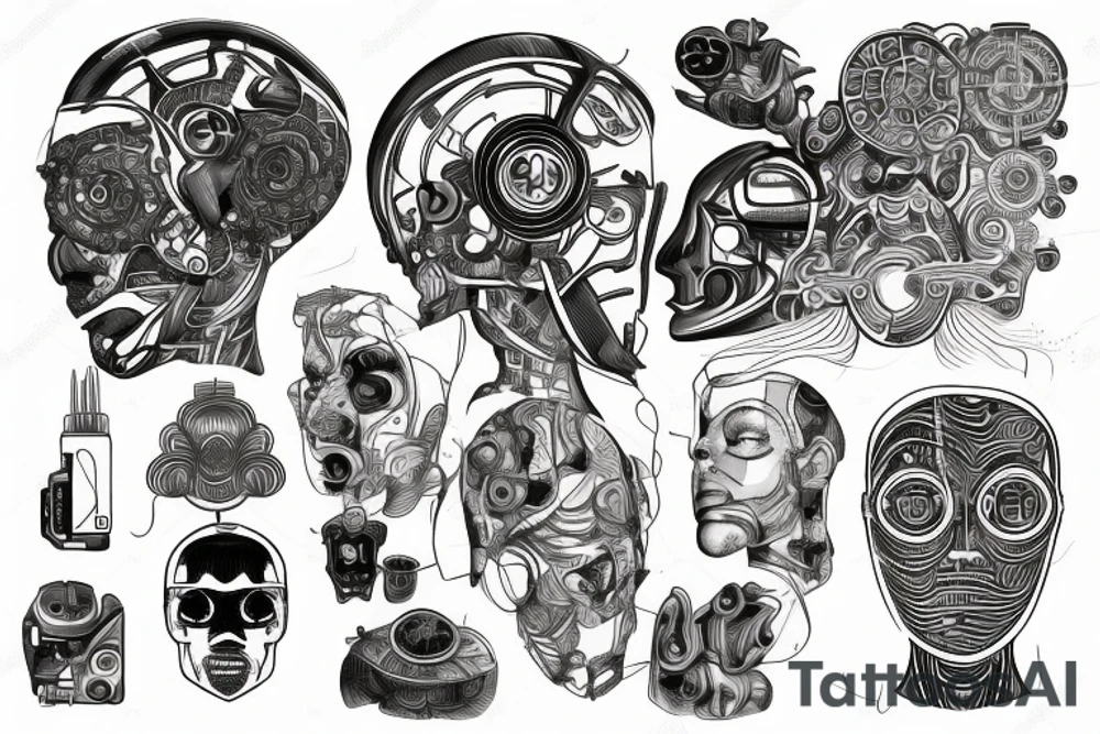 Relationship between human and technology/AI tattoo idea