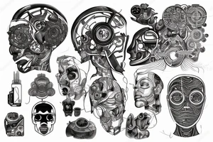 Relationship between human and technology/AI tattoo idea