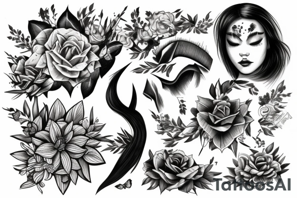 Human developing from nature and technology tattoo idea