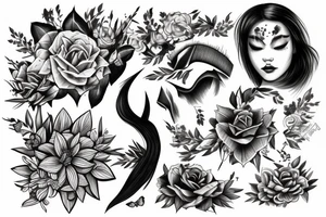 Human developing from nature and technology tattoo idea