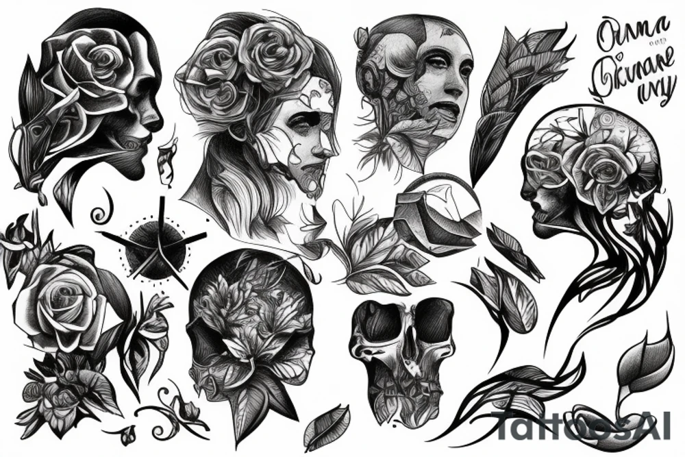 Human developing from nature and technology tattoo idea