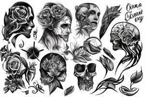 Human developing from nature and technology tattoo idea