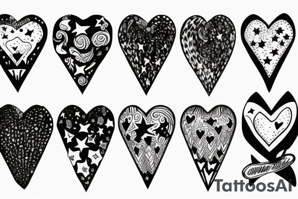 heart and stars tattoo idea
