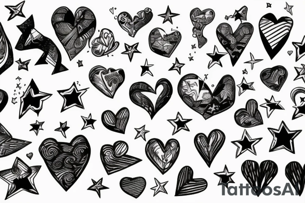 heart and stars tattoo idea