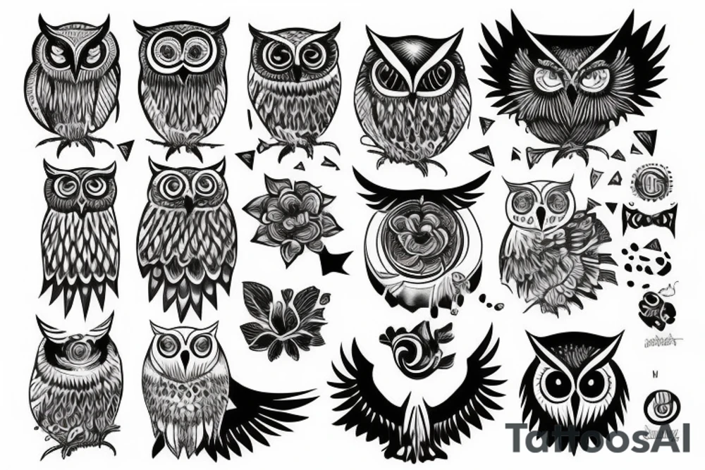 Owl on the hand tattoo idea