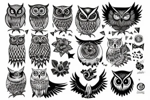 Owl on the hand tattoo idea