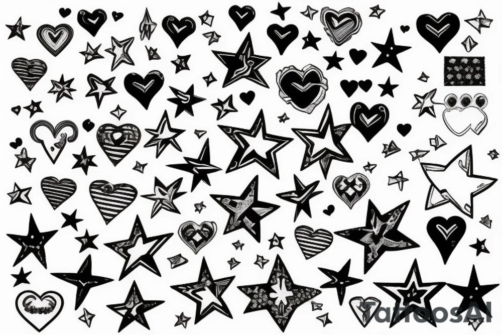 heart and stars tattoo idea