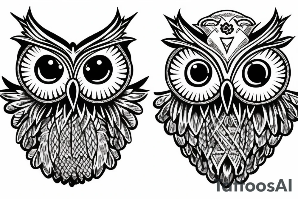 Owl on the hand tattoo idea