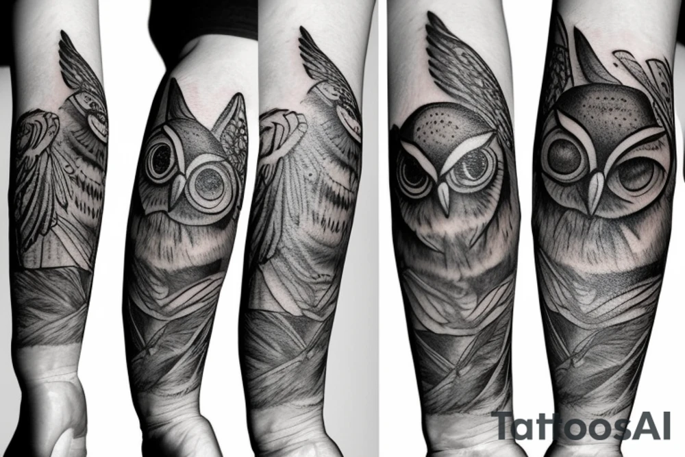 Owl on the hand tattoo idea