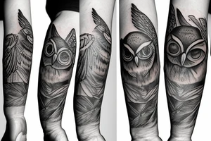 Owl on the hand tattoo idea