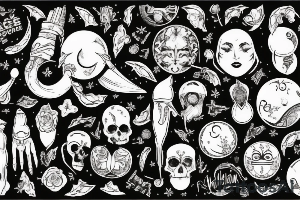 Дракон с луной над сползающей вниз змей tattoo idea