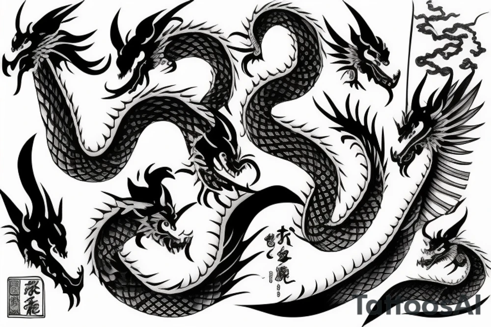 Dragon and samurai tattoo idea