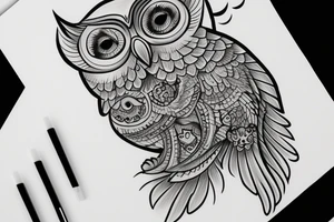 Owl tattoo on hand tattoo idea
