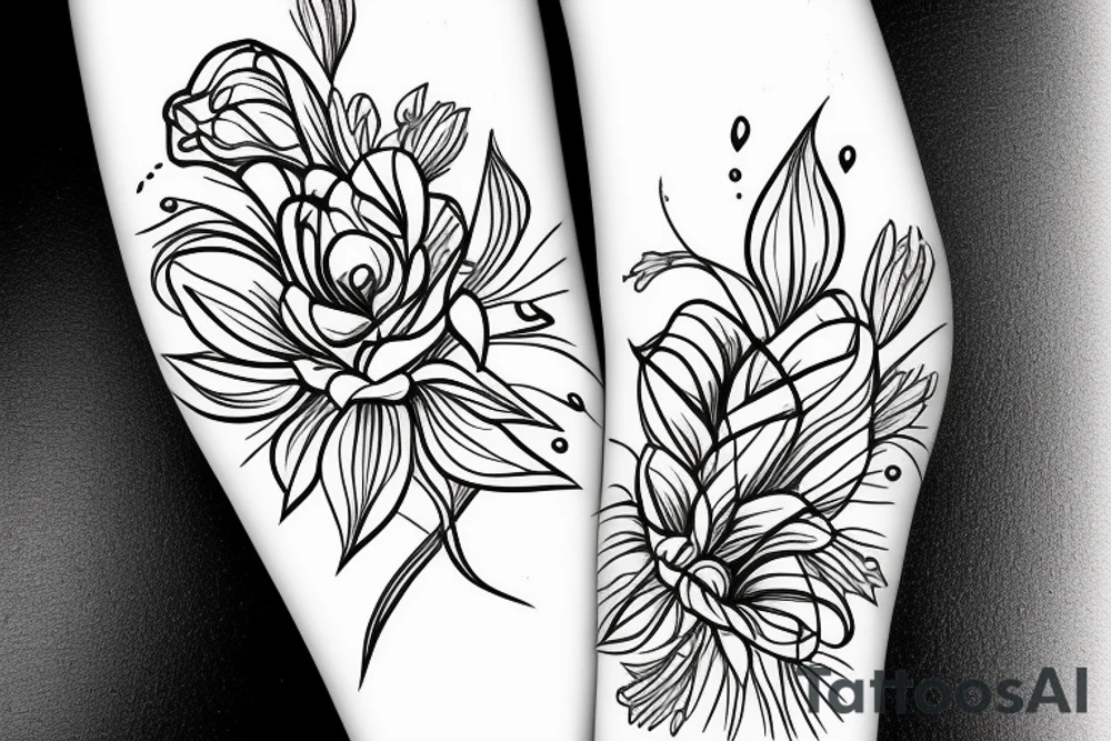 Flower with a spade in design tattoo idea