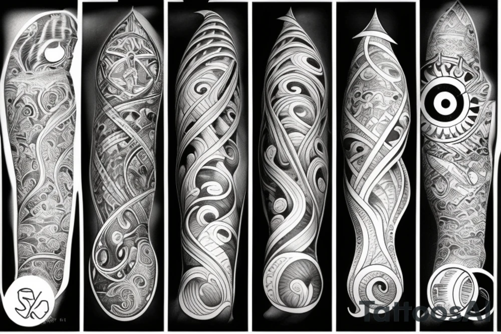 forearm, fire, water, air, earth tattoo idea