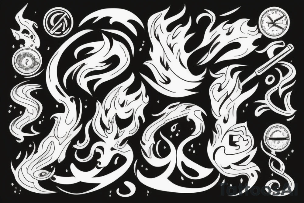 forearm, fire, water, air, earth tattoo idea