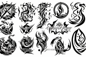 forearm, fire, water, air, earth tattoo idea