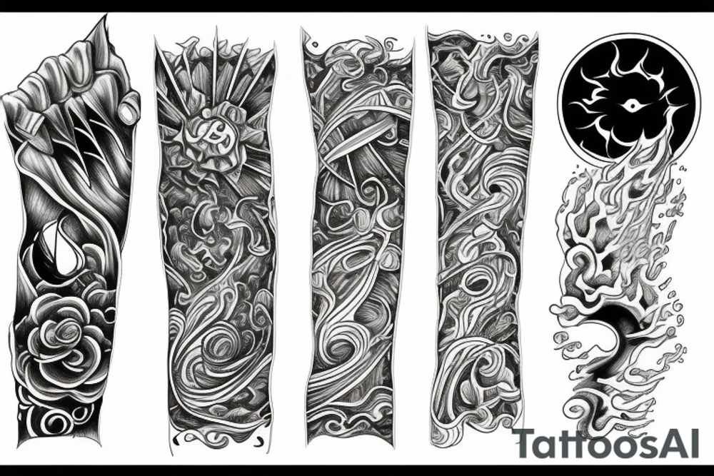 forearm, fire, water, air, earth tattoo idea
