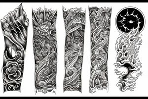 forearm, fire, water, air, earth tattoo idea