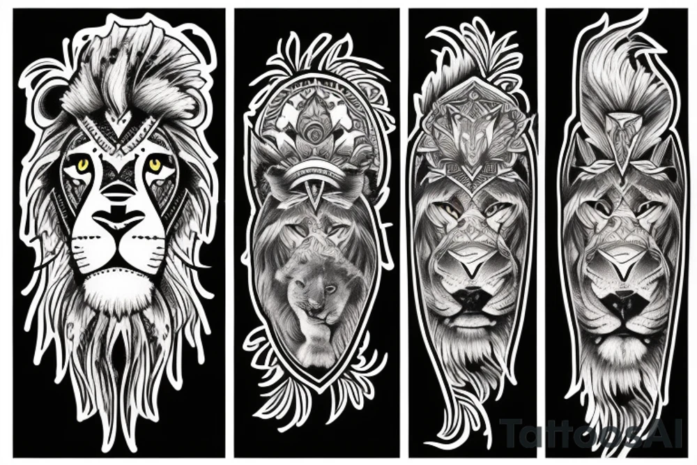 Big Lion with other small tattoos around it tattoo idea Big Lion with other small tattoos around it tattoo idea