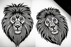 Big Lion with other small tattoos around it tattoo idea
