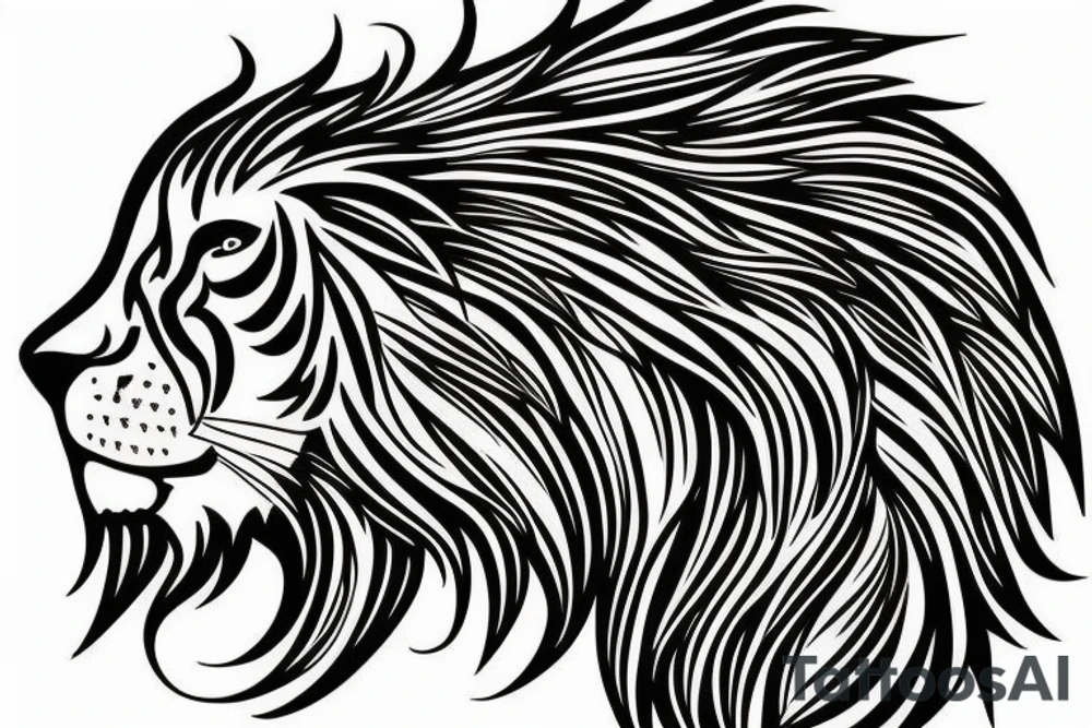 Big Lion with other small tattoos around it tattoo idea