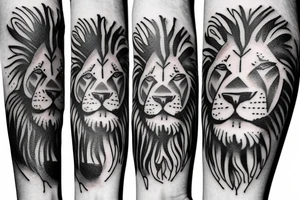 Big Lion with other small tattoos around it tattoo idea
