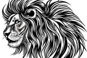 Big Lion with other small tattoos around it tattoo idea
