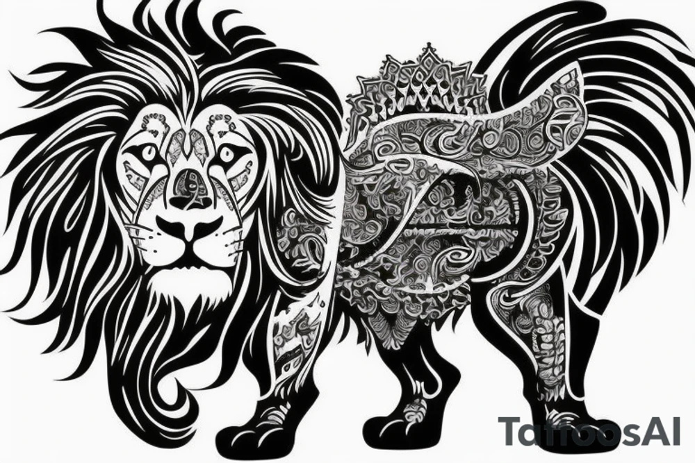 Big Lion with other small tattoos around it tattoo idea Big Lion with other small tattoos around it tattoo idea