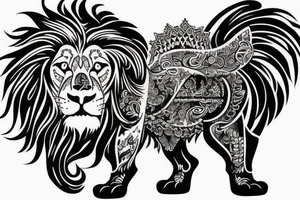Big Lion with other small tattoos around it tattoo idea