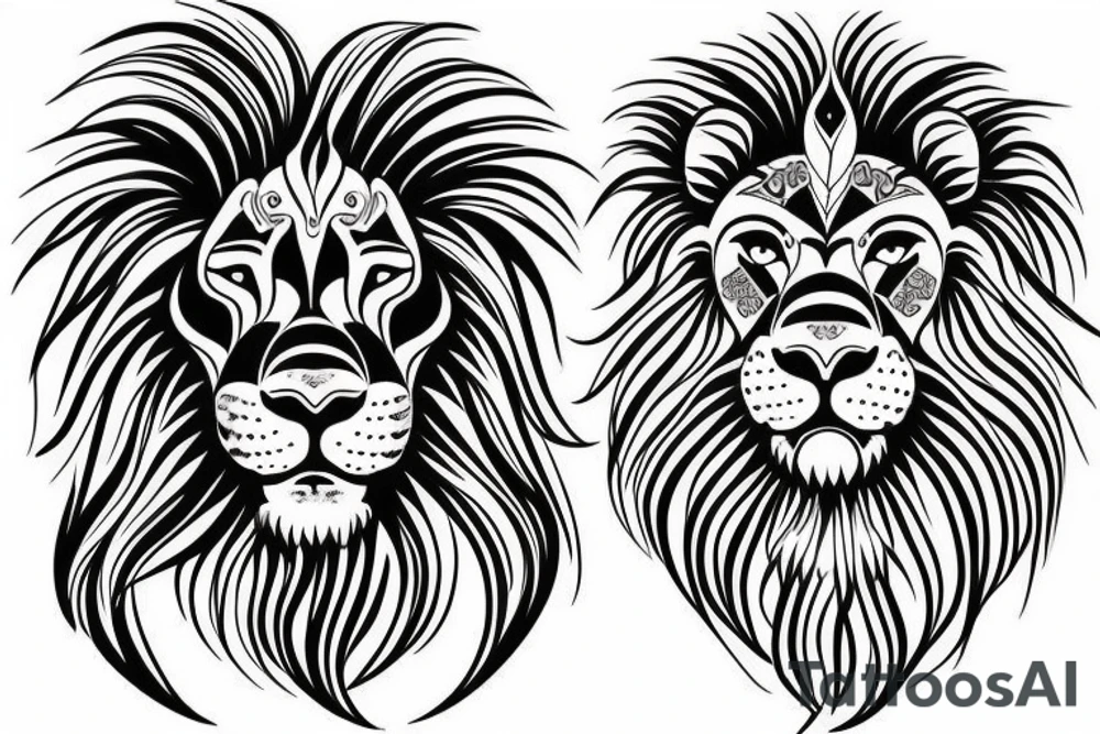 Big Lion with other small tattoos around it tattoo idea Big Lion with other small tattoos around it tattoo idea
