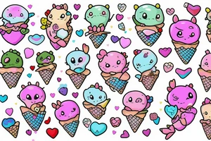 super cute baby dragons candy ice cream hearts frogs fairy flowers tattoo idea