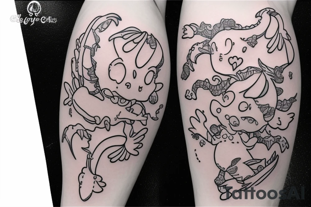 super cute baby dragons candy ice cream hearts frogs fairy flowers tattoo idea