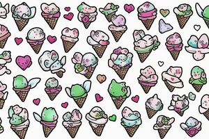 cute baby dragons candy ice cream hearts frogs fairy flowers tattoo idea