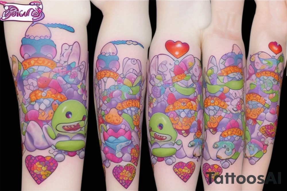 cute baby dragons candy ice cream hearts frogs fairy flowers tattoo idea