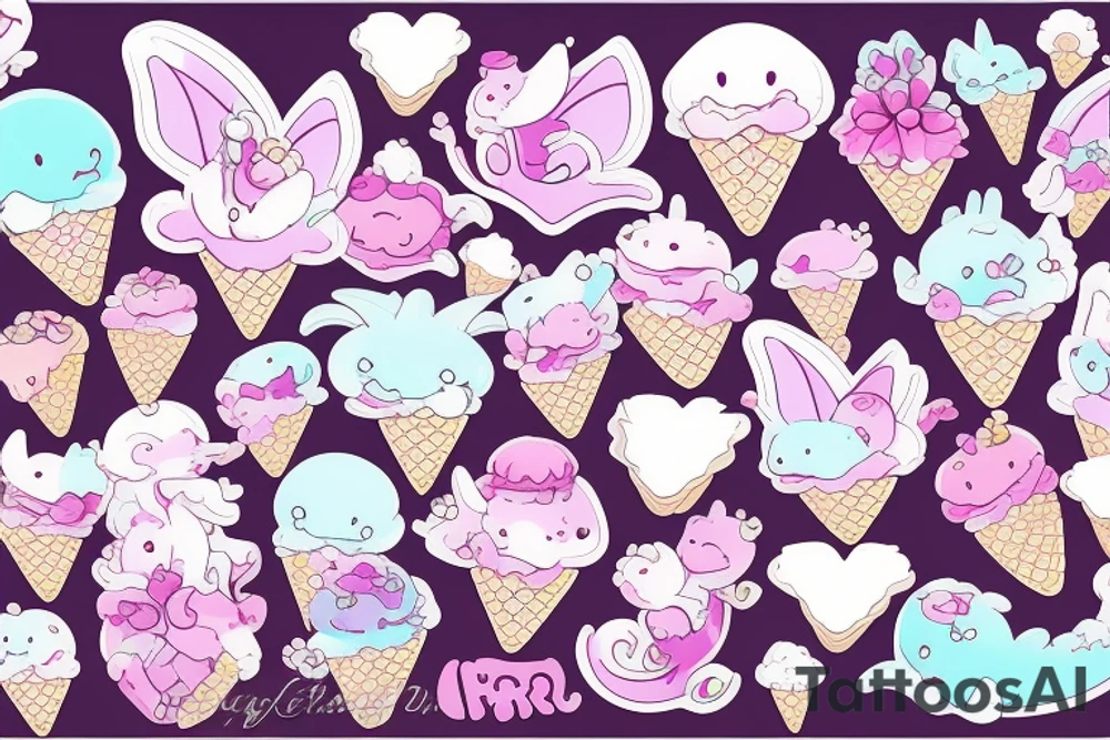 cute baby dragons candy ice cream hearts frogs fairy flowers tattoo idea