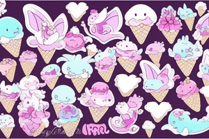 cute baby dragons candy ice cream hearts frogs fairy flowers tattoo idea