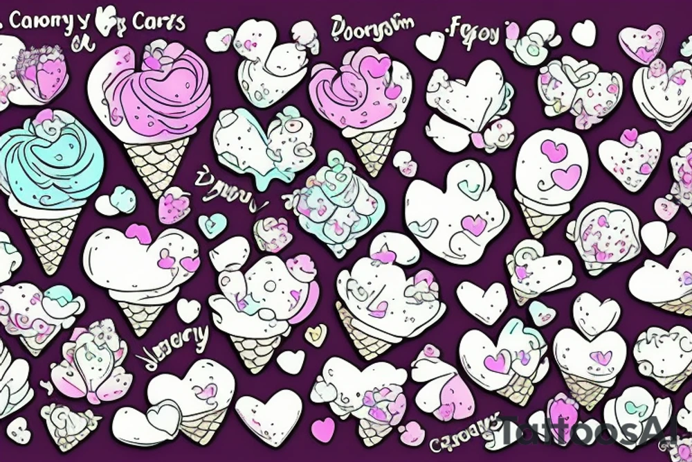 dragons candy ice cream hearts frogs fairy flowers tattoo idea