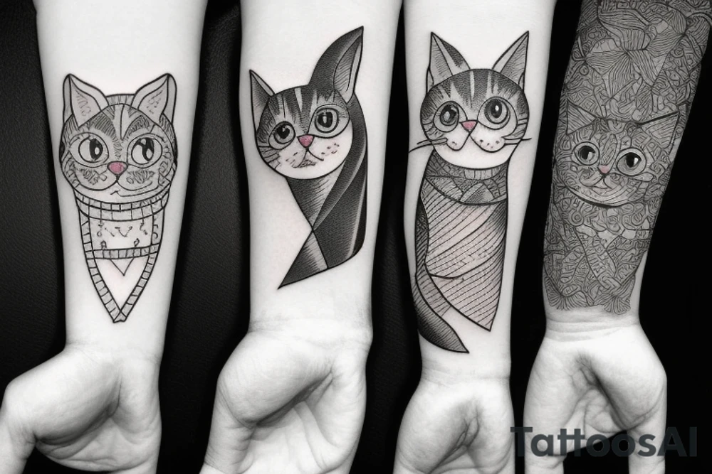 trio, small, cats tattoo idea