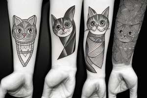 trio, small, cats tattoo idea